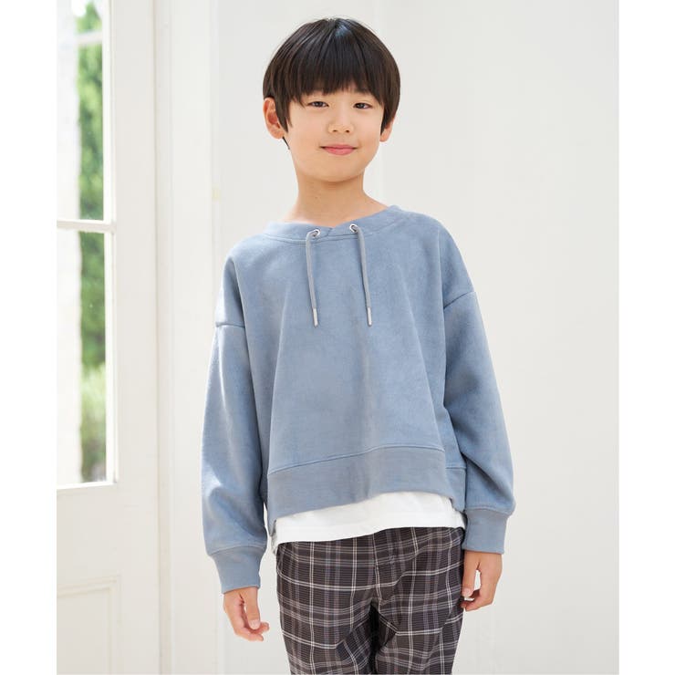 【親子コーデ】フェイクスエードルーイカラーレイヤードプルオーバー（120~160… | ikka  | 詳細画像7 