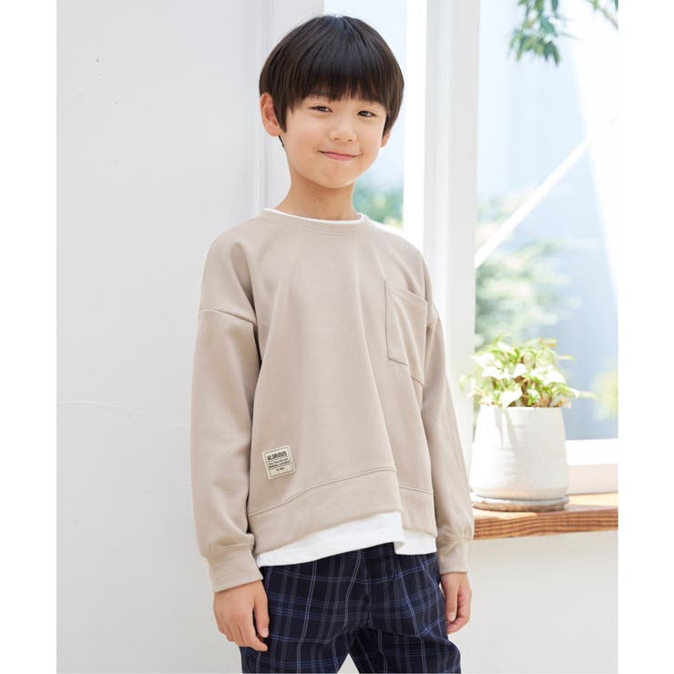 ベージュ | GOKU楽鹿の子ダンボールレイヤープルオーバー（120~160cm） | ikka 