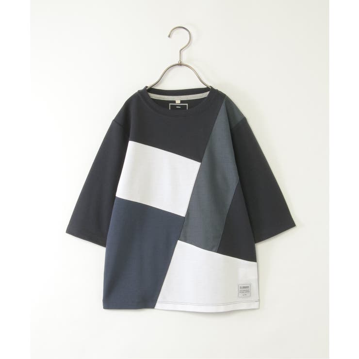 ネイビーブルー | 【親子コーデ】7分袖ポンチブロックスTシャツ（120~160cm）  | ikka 
