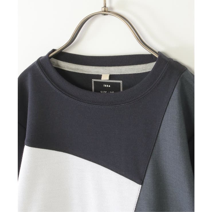 【親子コーデ】7分袖ポンチブロックスTシャツ（120~160cm）  | ikka  | 詳細画像11 