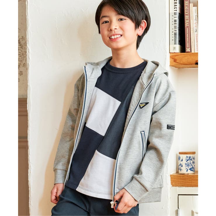 【親子コーデ】7分袖ポンチブロックスTシャツ（120~160cm）  | ikka  | 詳細画像2 