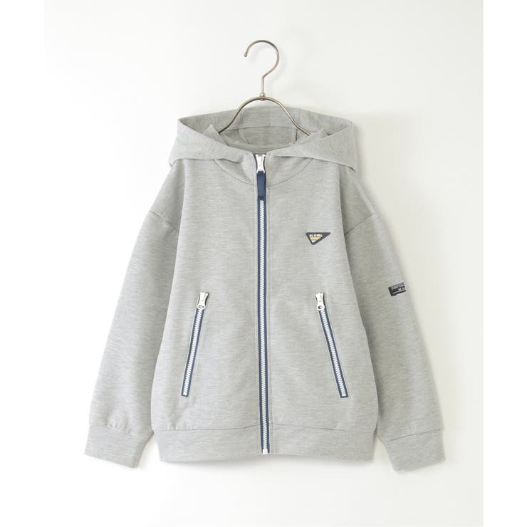 モクグレー | ポンチジップ配色ジップパーカー（110~160cm） | ikka 