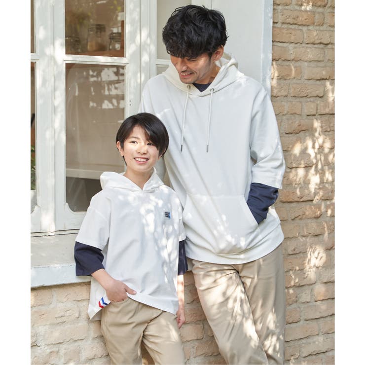 【親子コーデ】冷感6分袖レイヤードパーカー（120~160cm） | ikka  | 詳細画像7 