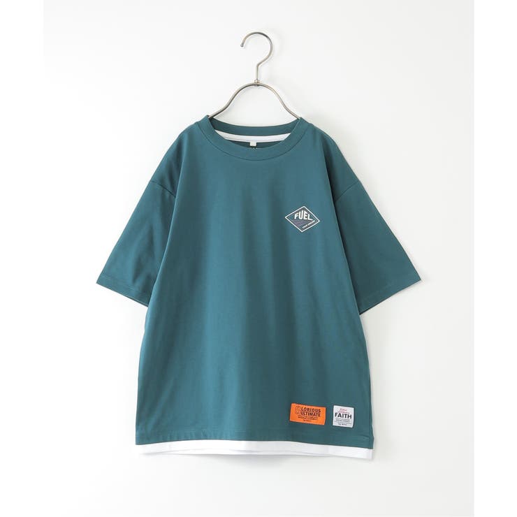 グリーン | 【接触冷感】裾レイヤードプリントTシャツ（120~160cm） | ikka 