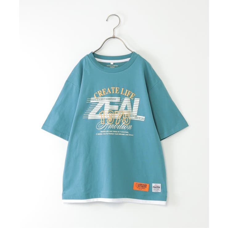 ブルー | 【接触冷感】裾レイヤードプリントTシャツ（120~160cm） | ikka 