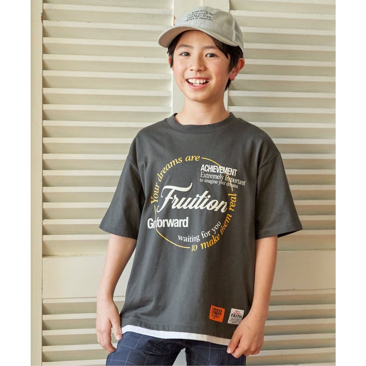 【接触冷感】裾レイヤードプリントTシャツ（120~160cm） | ikka  | 詳細画像2 