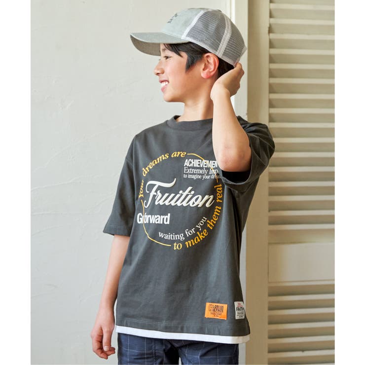 【接触冷感】裾レイヤードプリントTシャツ（120~160cm） | ikka  | 詳細画像4 