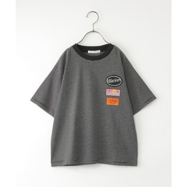 ブラック | 【親子コーデ】【冷感 遮熱】 3ワッペンボーダーTシャツ | ikka 