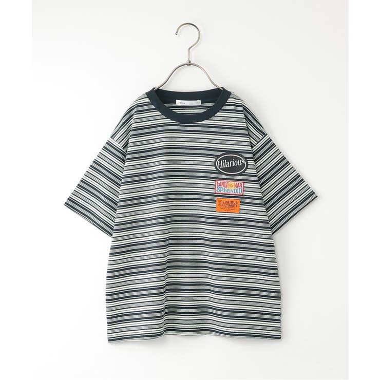 【親子コーデ】【冷感 遮熱】 3ワッペンボーダーTシャツ | ikka  | 詳細画像1 