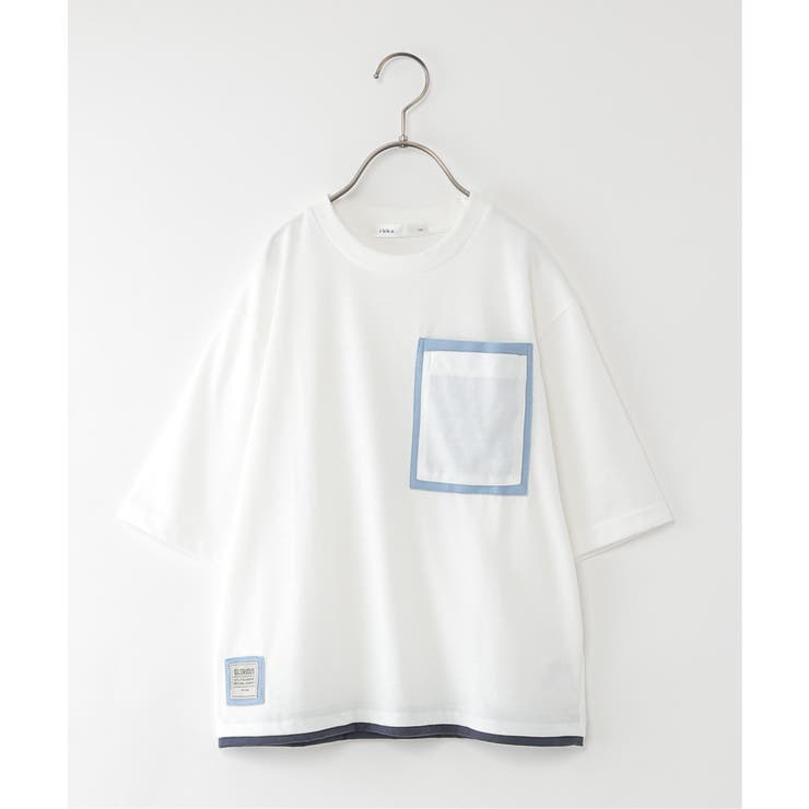 オフホワイト | デニムライクMIX BIGポケTシャツ（120~160cm） | ikka 