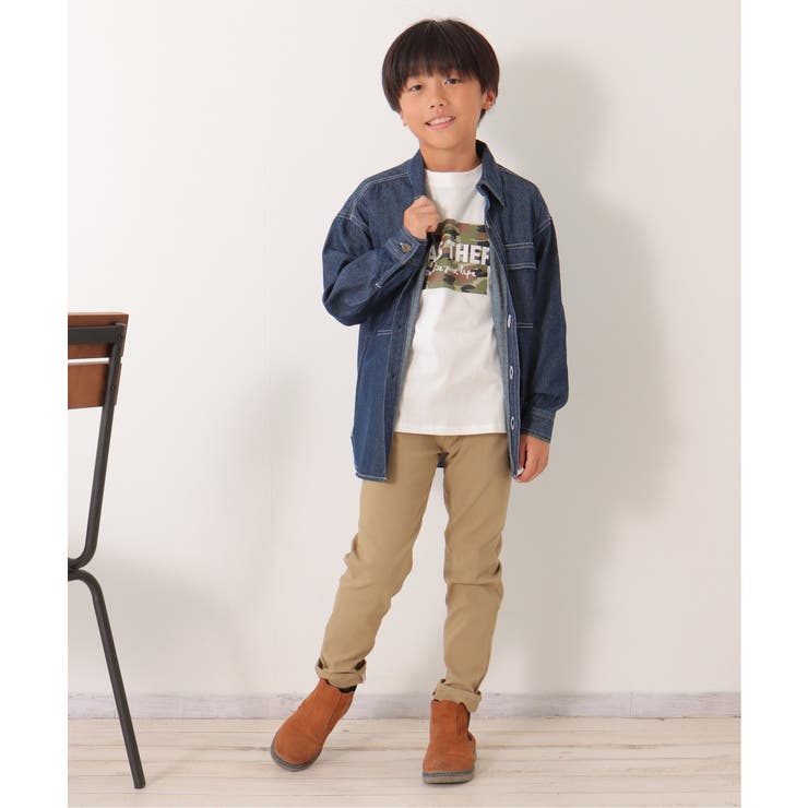 ライトデニムオーバーシャツ（120~160cm）[品番：IKAW0019173