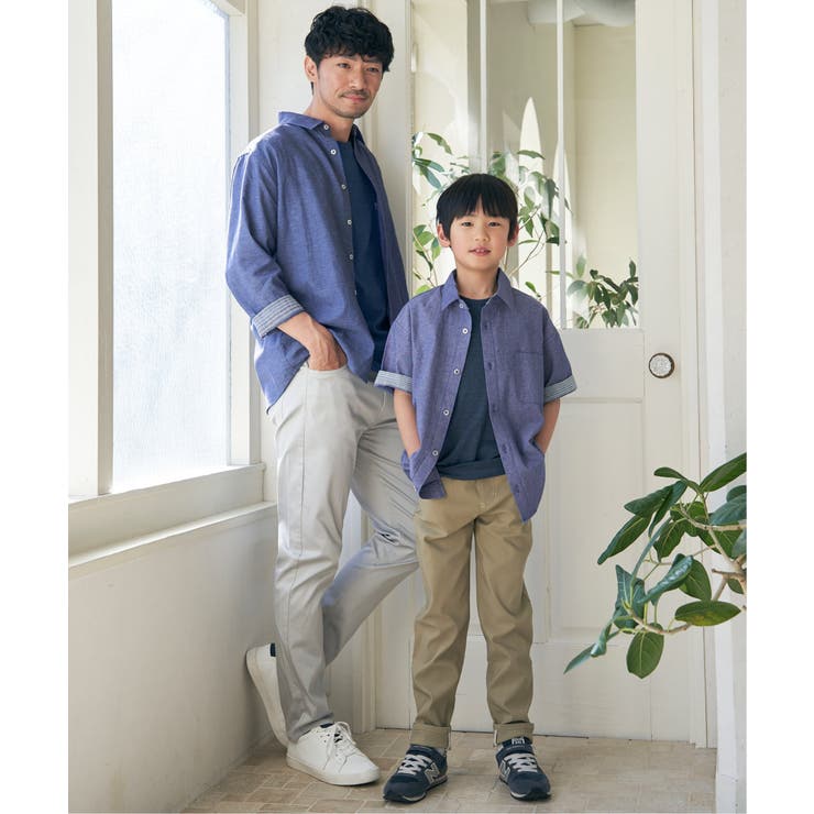【親子コーデ】シャンブレー5分袖シャツ（120~160cm）  | ikka  | 詳細画像10 