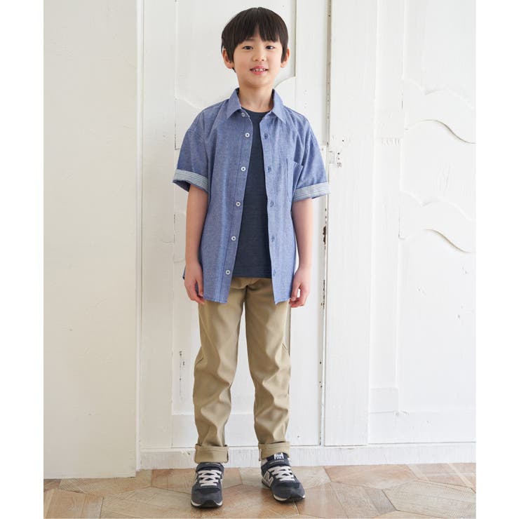 【親子コーデ】シャンブレー5分袖シャツ（120~160cm）  | ikka  | 詳細画像6 