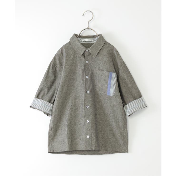 ミディアムグレー | 【親子コーデ】リネンライク7分袖2WAYシャツ（110~160cm） | ikka 