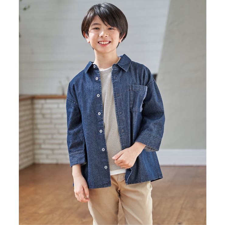 【親子コーデ】リネンライク7分袖2WAYシャツ（110~160cm） | ikka  | 詳細画像2 