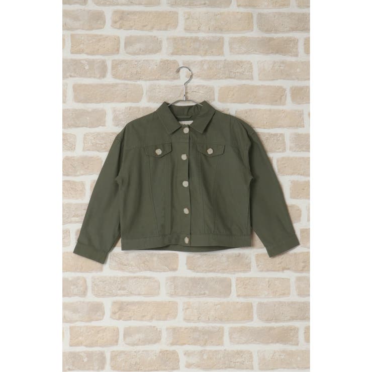 オリーブグリーン クロップドジャケット