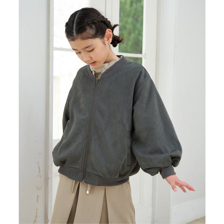 チャコール | 【親子コーデ】フェイクスエードリブブルゾン（110~160cm） | ikka 