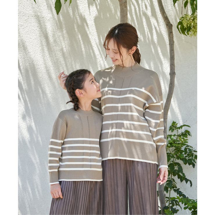 【親子コーデ】コットンMIXボーダーニットプルオーバー（120~160cm） | ikka  | 詳細画像8 