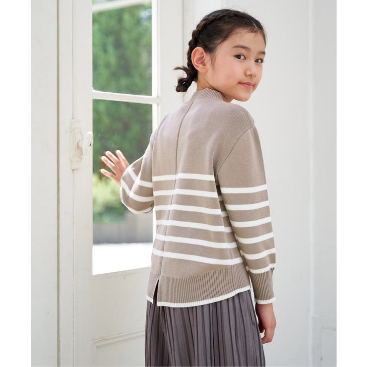 【親子コーデ】コットンMIXボーダーニットプルオーバー（120~160cm） | ikka  | 詳細画像2 