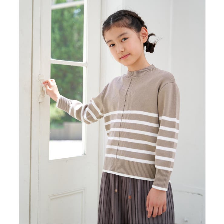 【親子コーデ】コットンMIXボーダーニットプルオーバー（120~160cm） | ikka  | 詳細画像3 