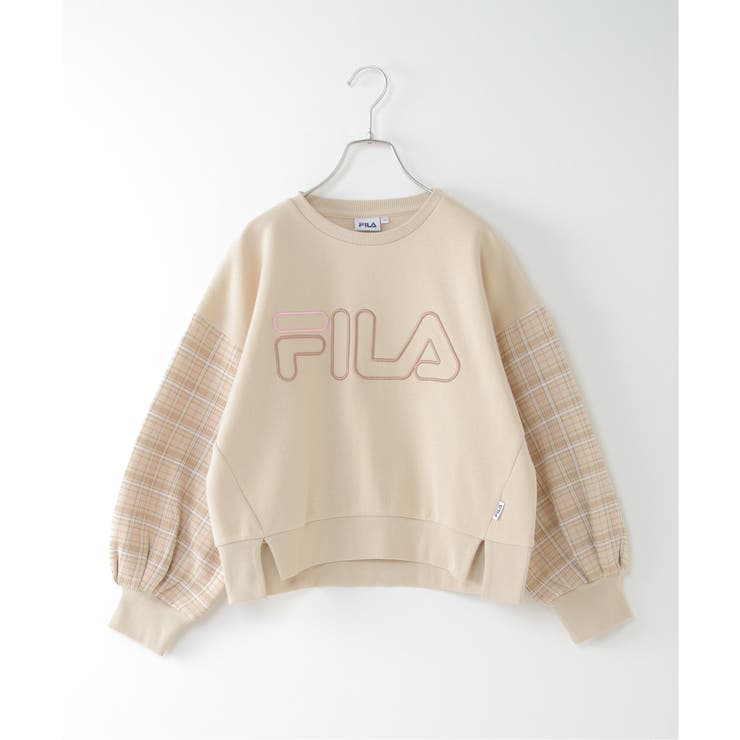 FILA フィラ 袖チェックトレーナー（130~160cm）[品番：IKAW0017421