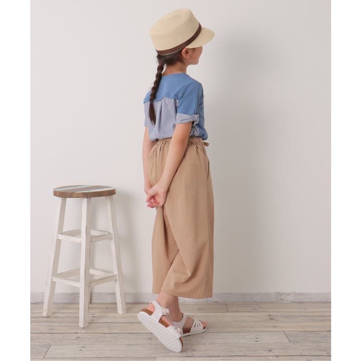 【親子コーデ】ストライプ切り替えTシャツ（120~160cm） | ikka  | 詳細画像8 