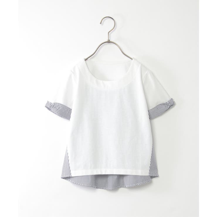 【親子コーデ】ストライプ切り替えTシャツ（120~160cm） | ikka  | 詳細画像9 