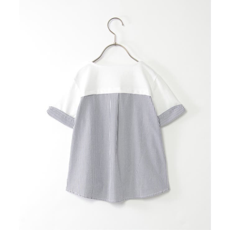 【親子コーデ】ストライプ切り替えTシャツ（120~160cm） | ikka  | 詳細画像10 