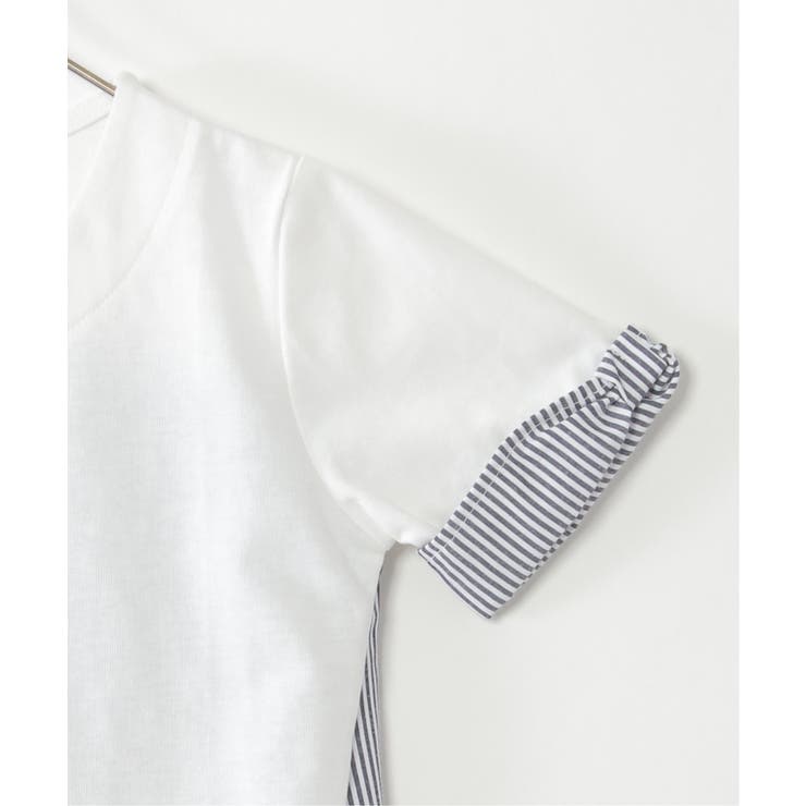 【親子コーデ】ストライプ切り替えTシャツ（120~160cm） | ikka  | 詳細画像11 