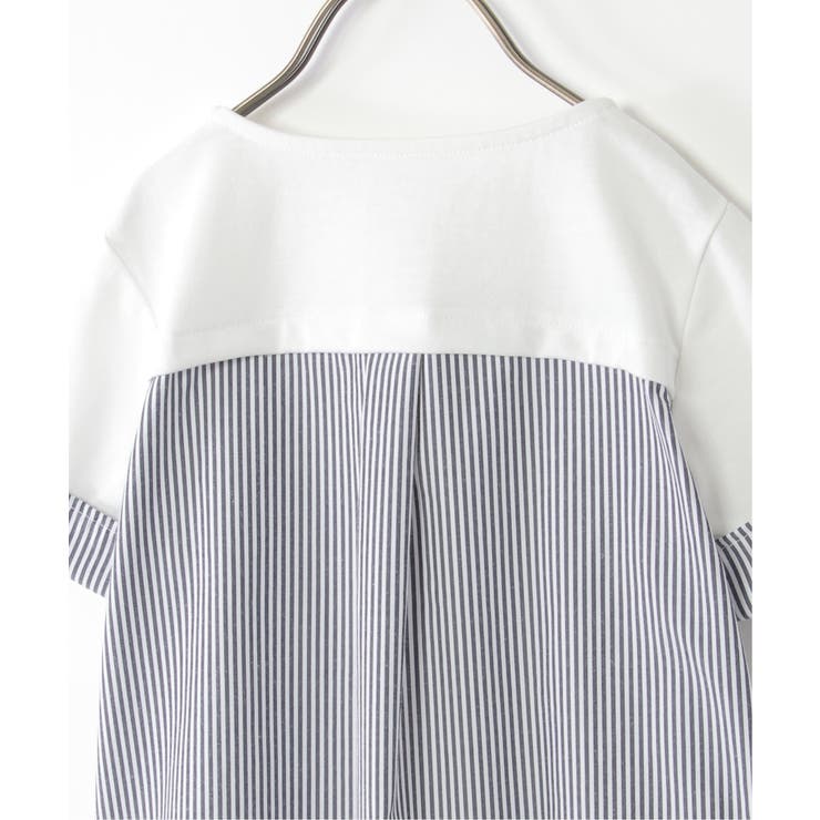 【親子コーデ】ストライプ切り替えTシャツ（120~160cm） | ikka  | 詳細画像15 