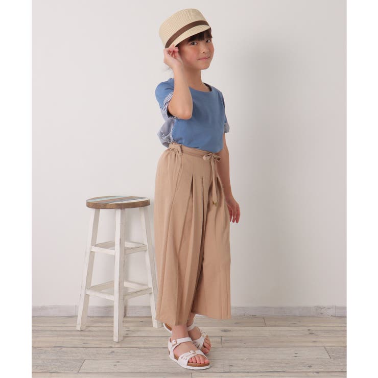 【親子コーデ】ストライプ切り替えTシャツ（120~160cm） | ikka  | 詳細画像5 