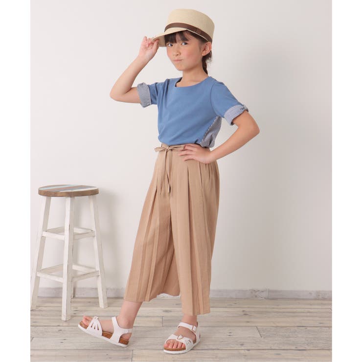 【親子コーデ】ストライプ切り替えTシャツ（120~160cm） | ikka  | 詳細画像7 