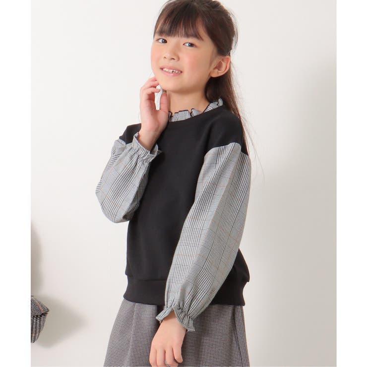 袖チェックフリル襟プルオーバー（120~160cm） | ikka  | 詳細画像8 