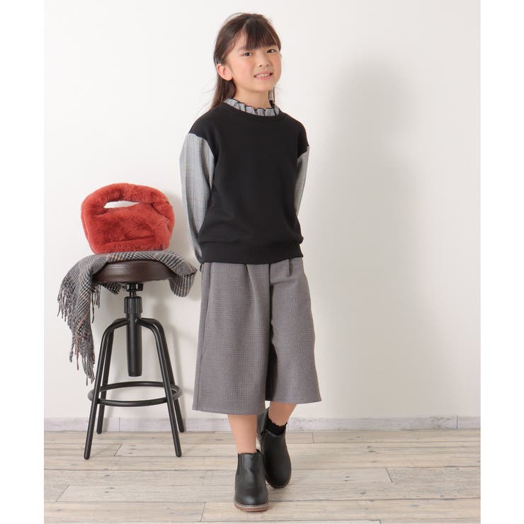 袖チェックフリル襟プルオーバー（120~160cm） | ikka  | 詳細画像10 