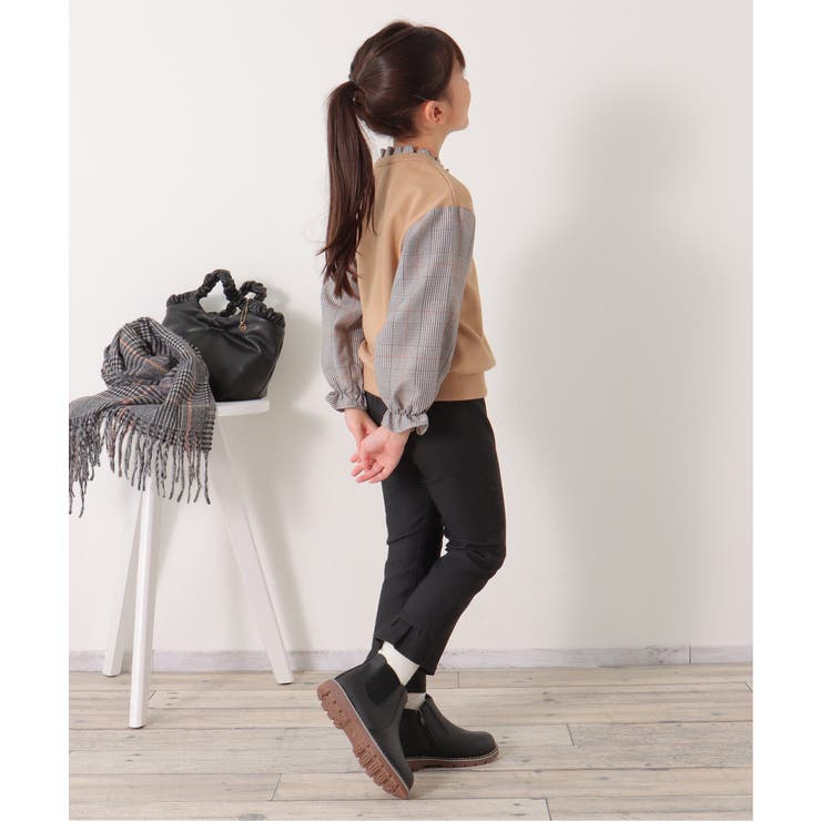 袖チェックフリル襟プルオーバー（120~160cm） | ikka  | 詳細画像5 