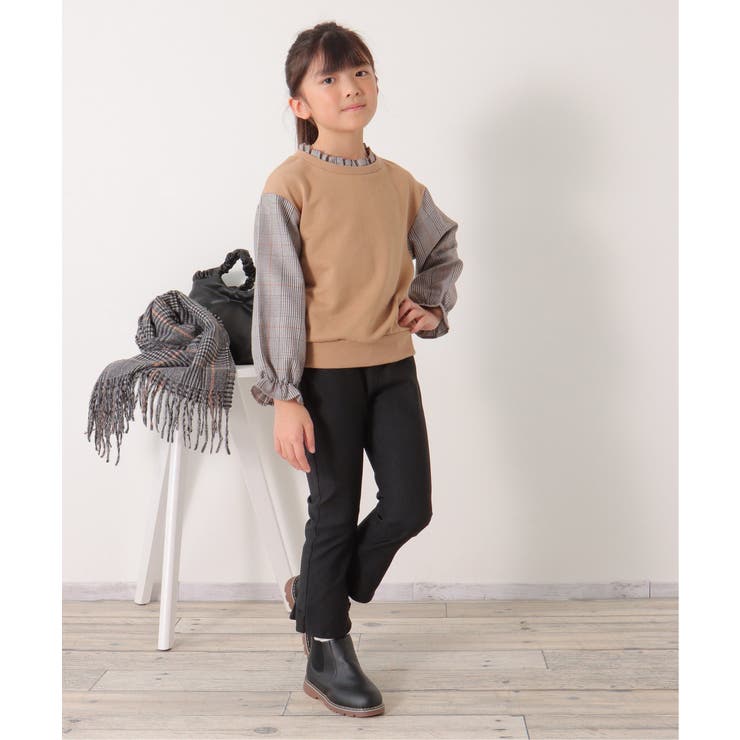 袖チェックフリル襟プルオーバー（120~160cm） | ikka  | 詳細画像6 