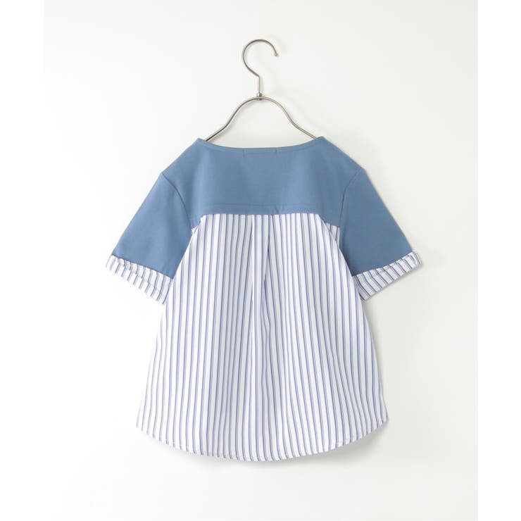 【親子コーデ】袖リボンストライプ切り替えTシャツ（120~160cm） | ikka  | 詳細画像2 