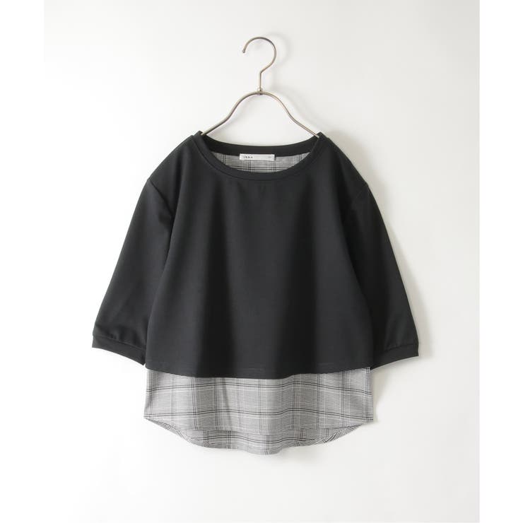ブラック | 【親子コーデ】7分裾レイヤープルオーバー（120~160cm） | ikka 