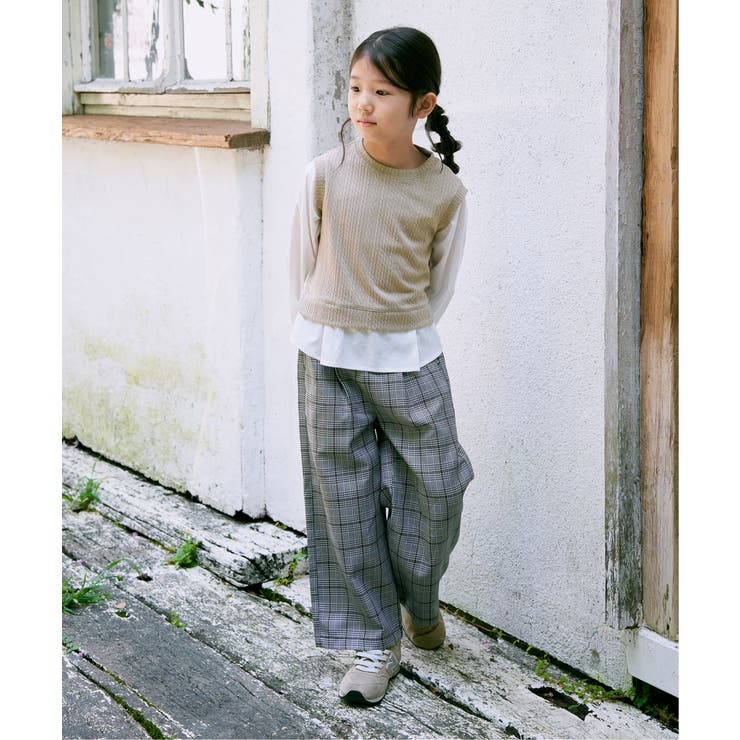 【親子コーデ】ケーブル柄レイヤードプルオーバー（120~160cm） | ikka  | 詳細画像4 