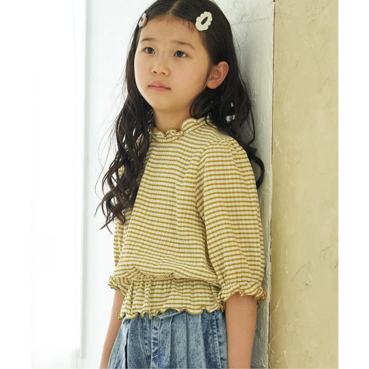 ブラウスライクチェック7分袖プルオーバー（120~160cm） | ikka  | 詳細画像2 