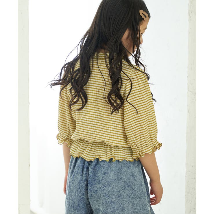 ブラウスライクチェック7分袖プルオーバー（120~160cm） | ikka  | 詳細画像3 