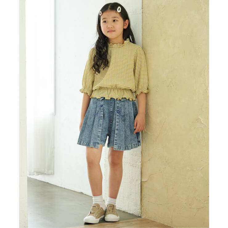 ブラウスライクチェック7分袖プルオーバー（120~160cm） | ikka  | 詳細画像4 