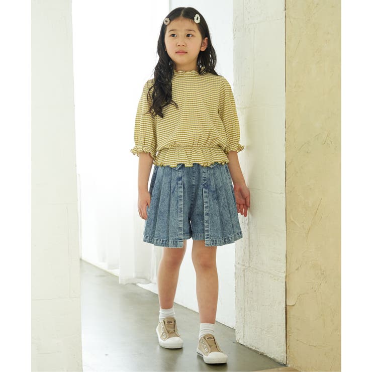 ブラウスライクチェック7分袖プルオーバー（120~160cm） | ikka  | 詳細画像5 