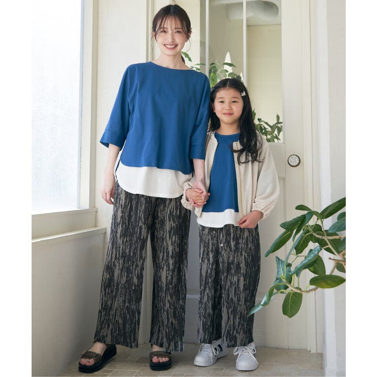 【親子コーデ】梨地裾レイヤー5分袖プルオーバー（120~160cm） | ikka  | 詳細画像10 