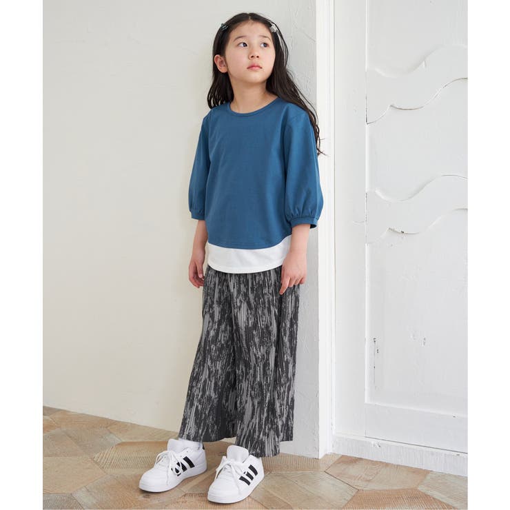 【親子コーデ】梨地裾レイヤー5分袖プルオーバー（120~160cm） | ikka  | 詳細画像4 