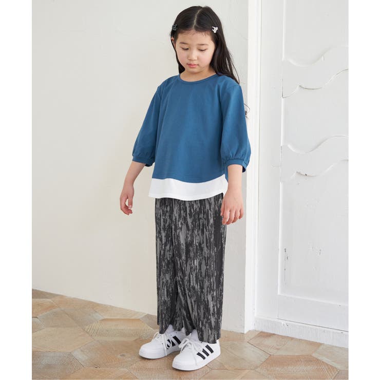 【親子コーデ】梨地裾レイヤー5分袖プルオーバー（120~160cm） | ikka  | 詳細画像5 