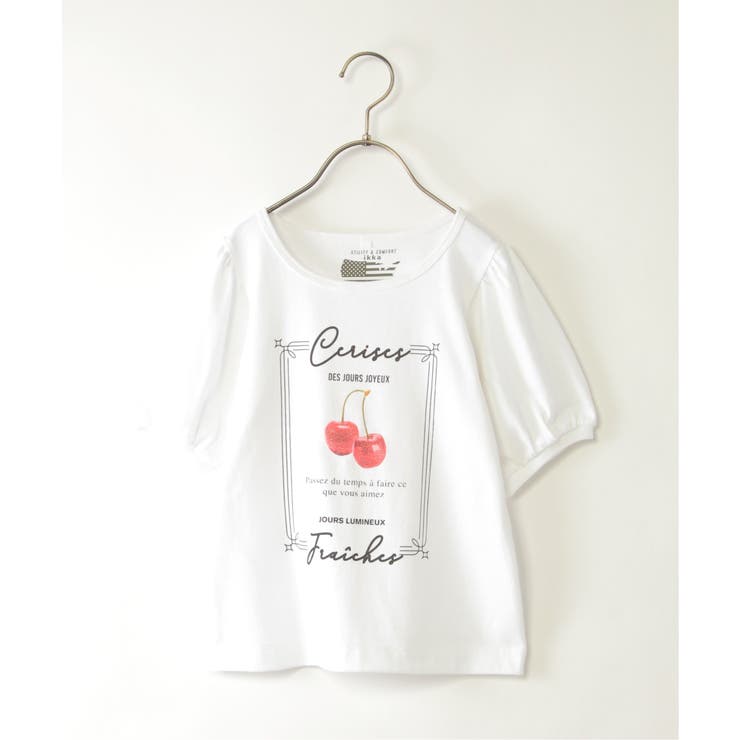オフホワイト | ボリュームパフ袖グラフィックTシャツ（120~160cm） | ikka 