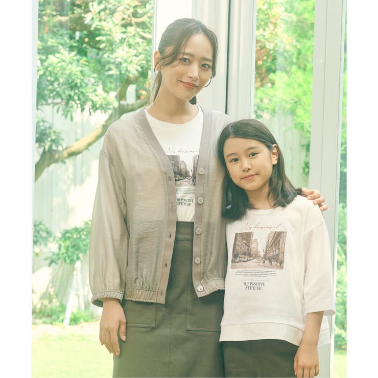 【親子コーデ】フォトロゴプリント7分袖Tシャツ（120~160cm） | ikka  | 詳細画像1 