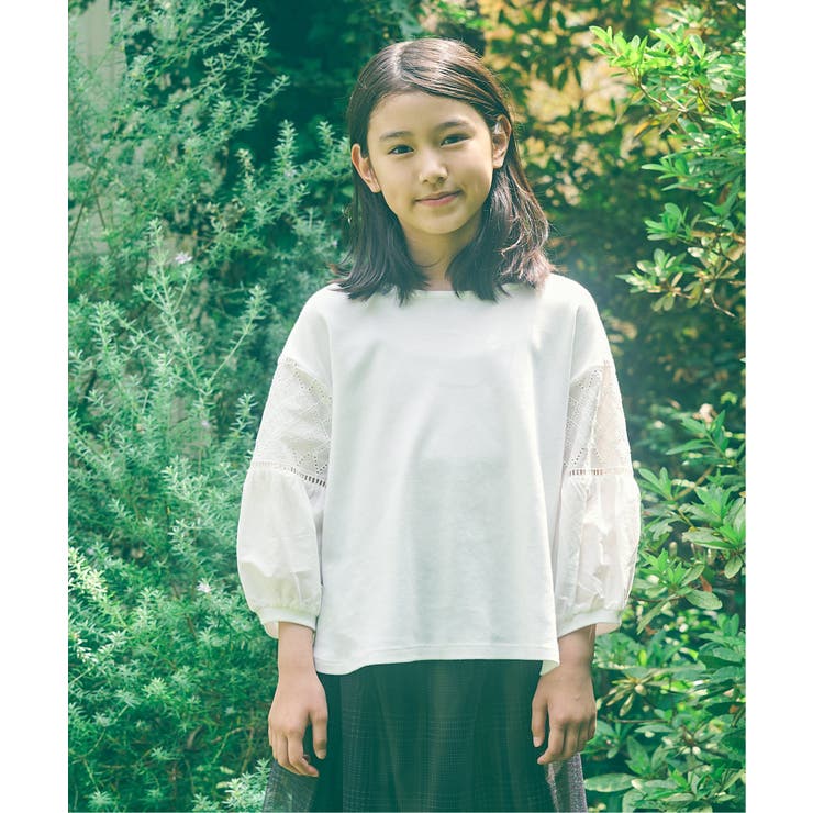 【親子コーデ】7分袖キカレース切り替えTシャツ（120~160cm） | ikka  | 詳細画像3 