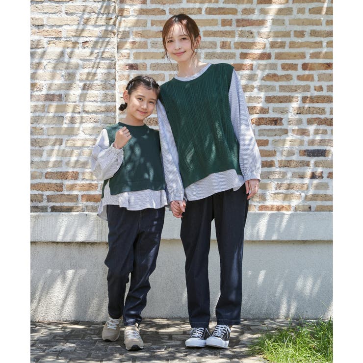 【親子コーデ】ケーブル柄レイヤードプルオーバー（120~160cm） | ikka  | 詳細画像11 